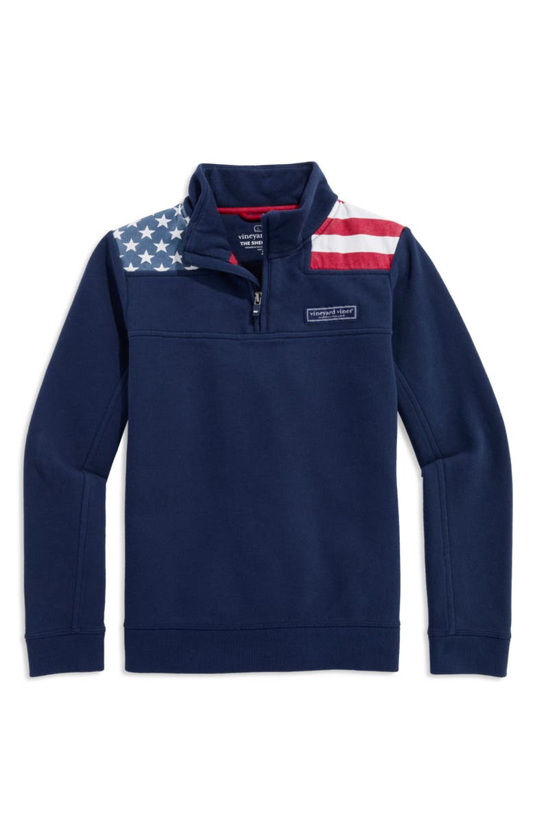vineyard vines Kids' Americana Shep Quarter Zip Sweatshirt, Main, color,