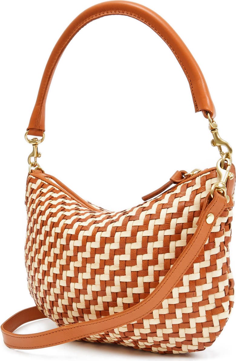 Clare V. Petit Moyen Woven Leather Messenger Bag, Main, color,