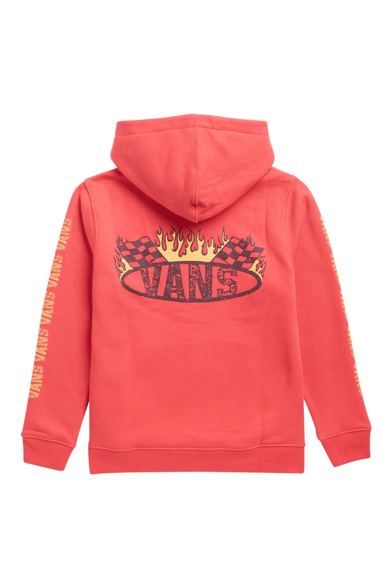 Kids' Racing Flames Graphic Hoodie, Alternate, color, CRIMSON HAZE