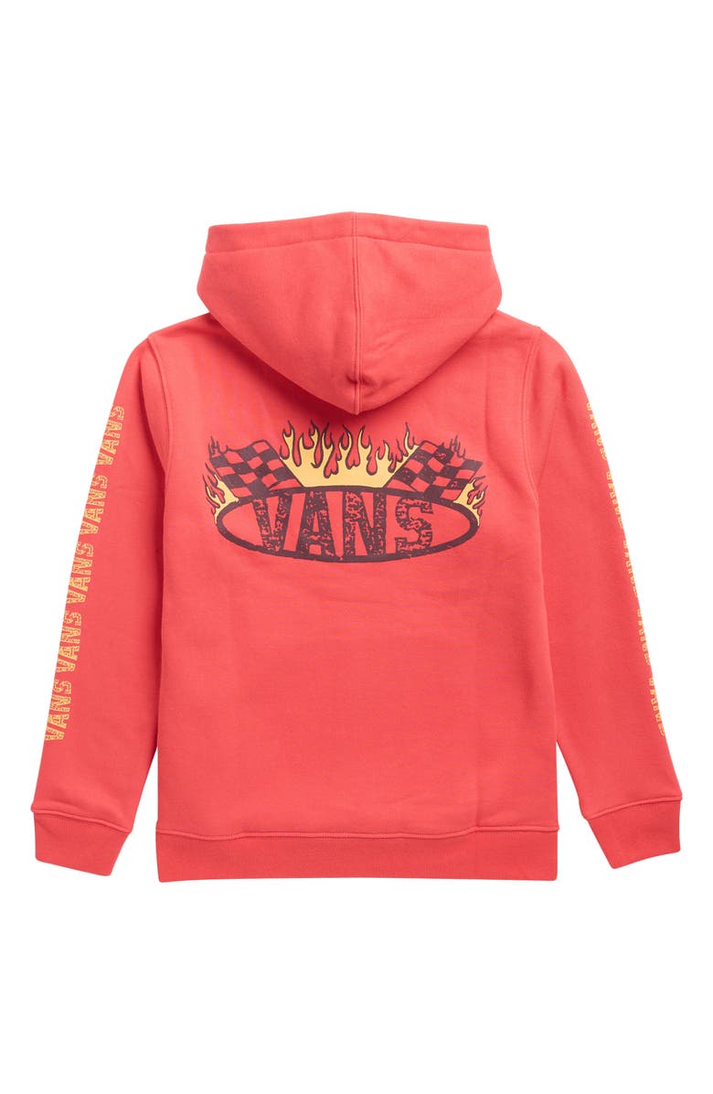 Vans Kids' Racing Flames Graphic Hoodie, Alternate, color, Crimson Haze
