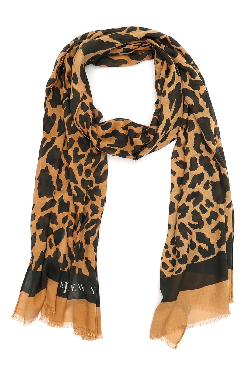 Kate Spade New York regal leopard modal oblong scarf, Main, color, 