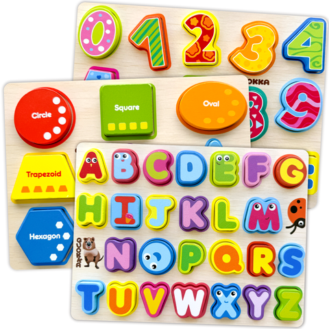 Wooden Puzzle Set for Toddlers - Educational Puzzles