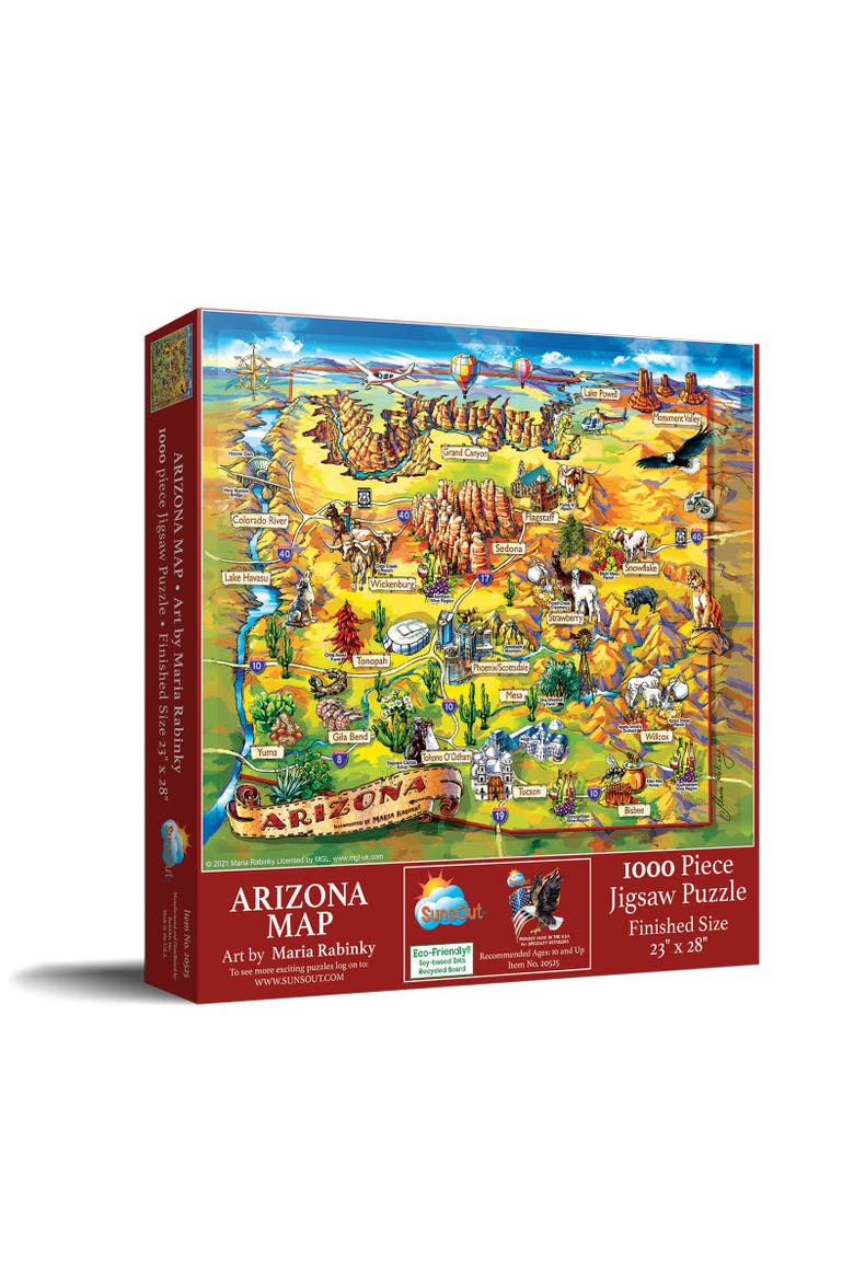 Arizona Map 1000 piece Jigsaw Puzzle for Adults, Main, color, Multicolor