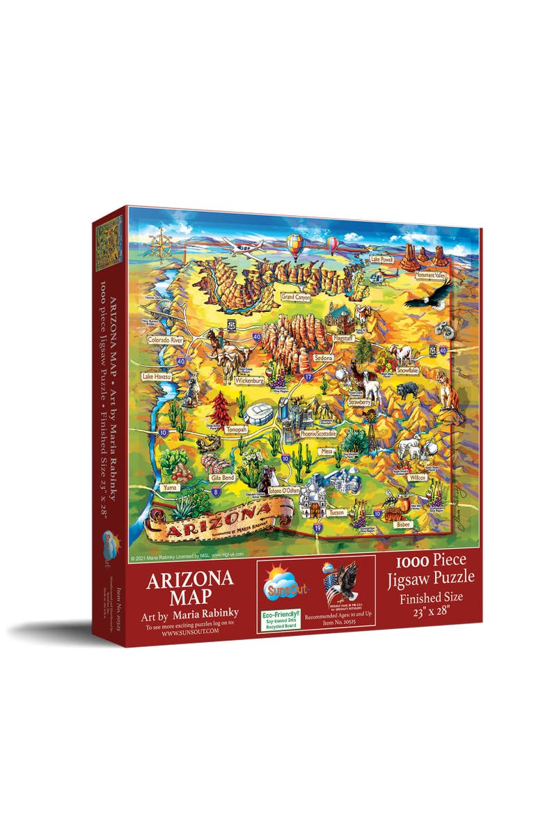 Sunsout Arizona Map 1000 piece Jigsaw Puzzle for Adults, Main, color, Multicolor