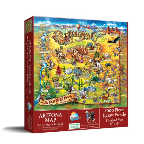 Arizona Map 1000 piece Jigsaw Puzzle for Adults
