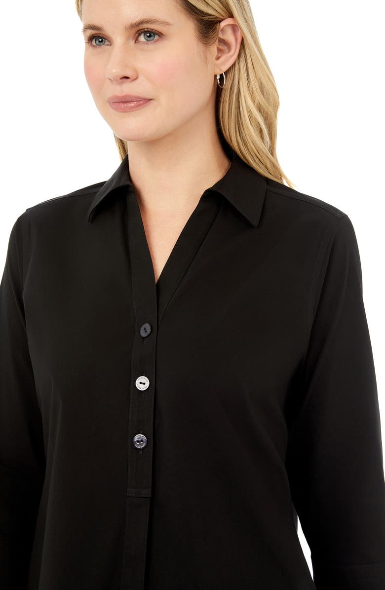 Foxcroft Pamela Stretch Button-Up Tunic, Alternate, color, Black