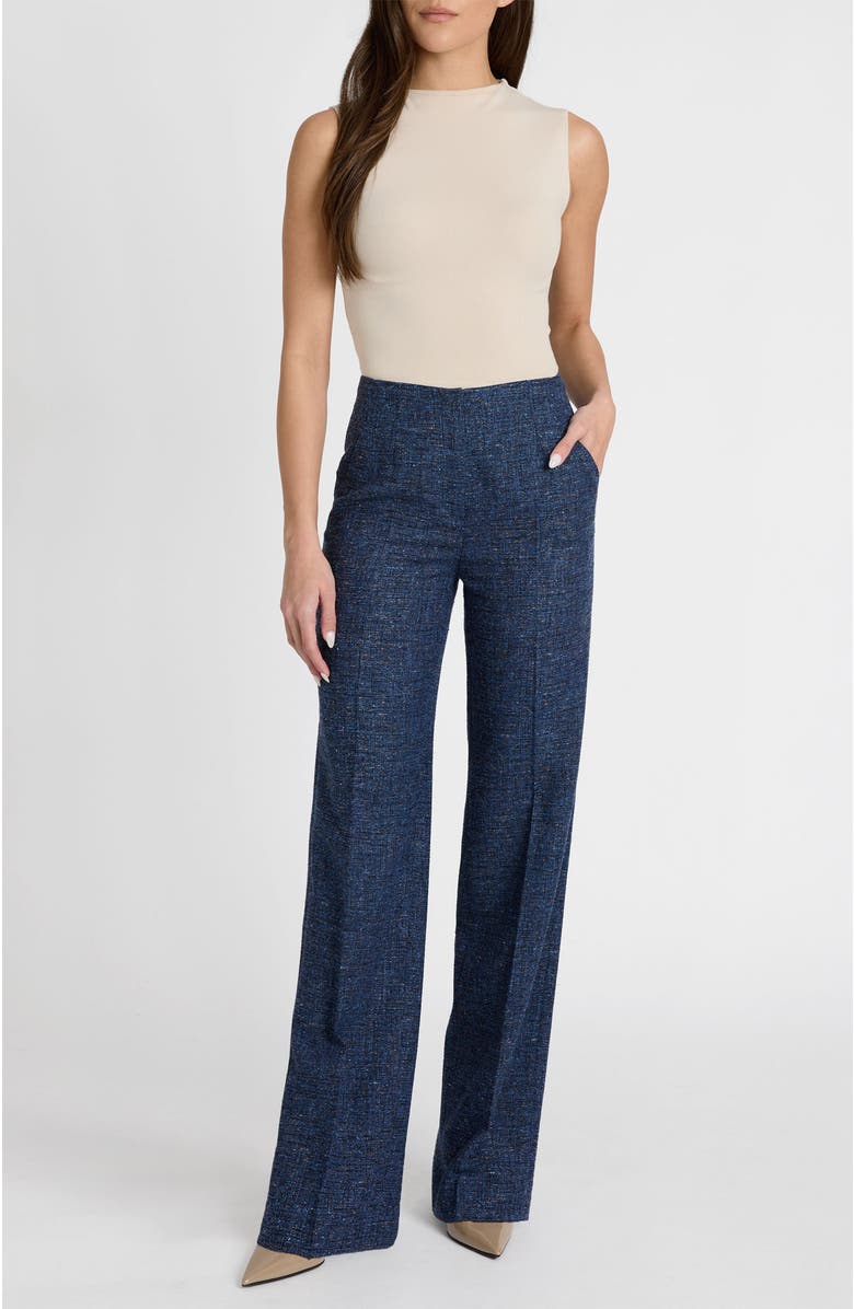 Santorelli Della Straight Leg Pants in Modern Donegal Fabric, Alternate, color, Midnight
