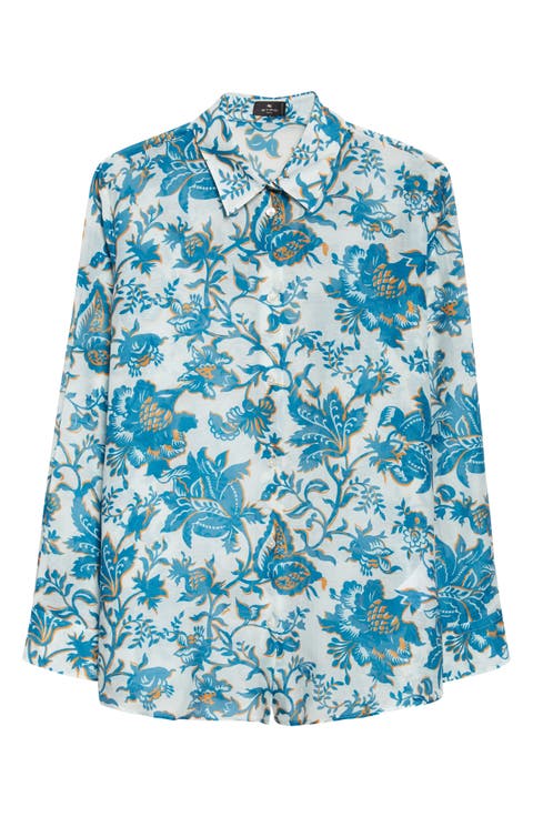 Floral Paisley Cotton & Silk Button-Up Shirt