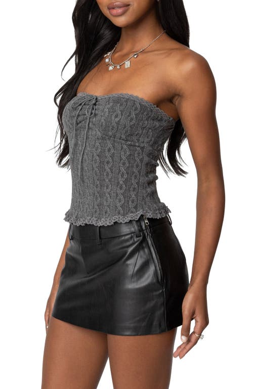 Edikted Lacey Cable Stitch Tube Top In Gray