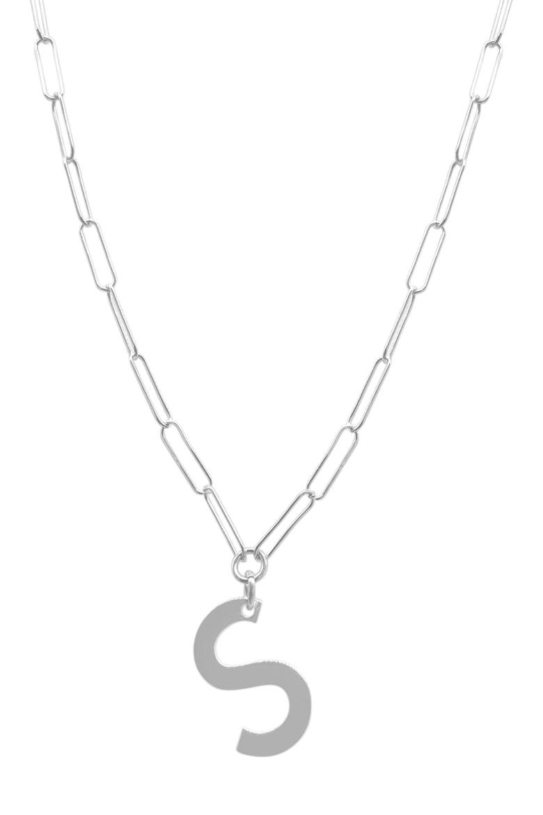 Initial Pendant Paperclip Necklace, Main, color, SILVER - S