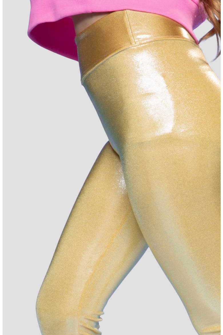 Kids' Liquid Mid Rise Leggings, Alternate, color, GOLD GLITTER