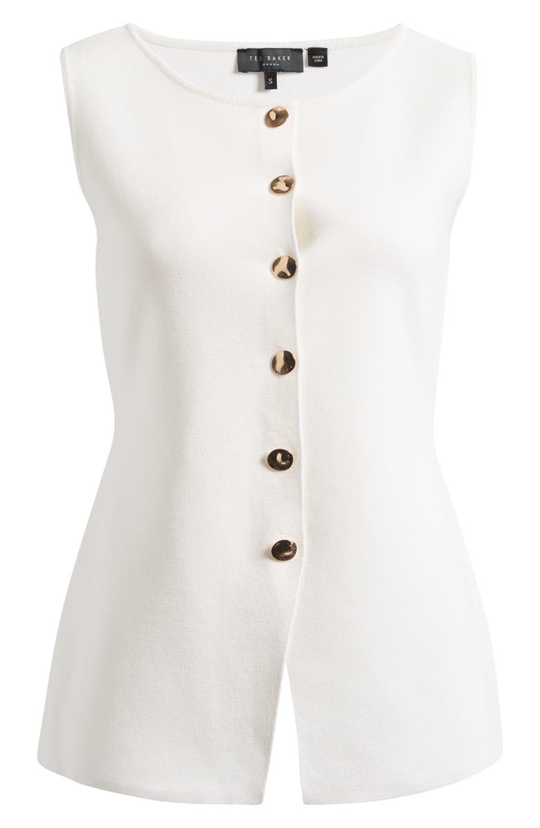 Ted Baker Sleeveless Button-Up Shirt, Alternate, color, New Ivory