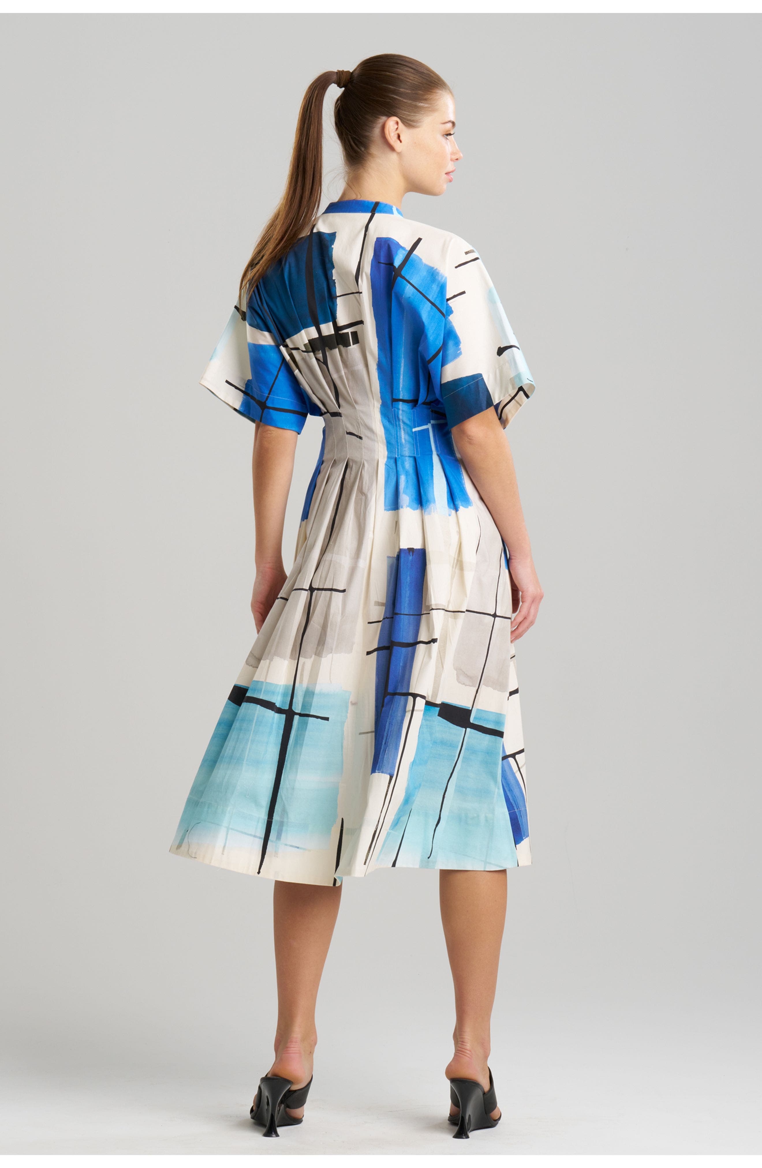 Sorairo - Printed Cotton Poplin Pleat Release Button Down Dress - image 2