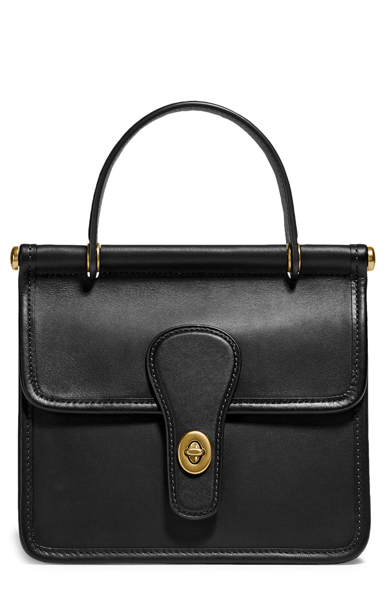 The Coach Originals Willis Leather Top Handle Bag, Main, color, BRASS/ BLACK