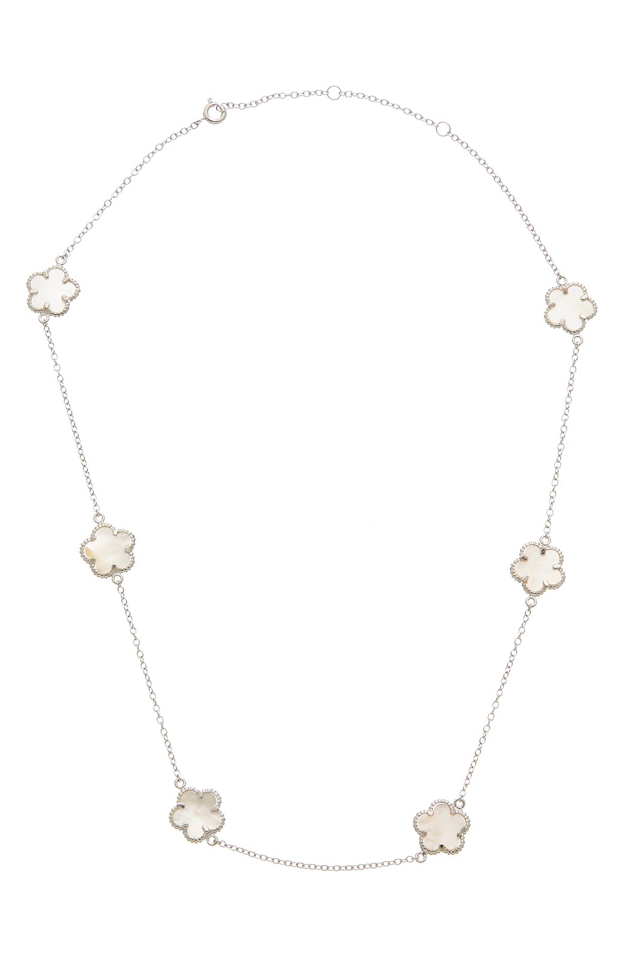 Juvell Mother-of-Pearl Clover Station Necklace