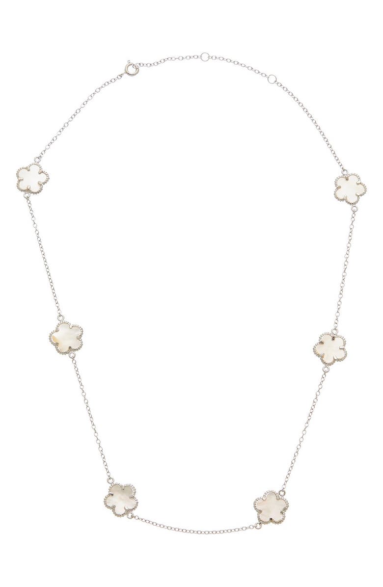 Juvell Mother-of-Pearl Clover Station Necklace, Main, color, White