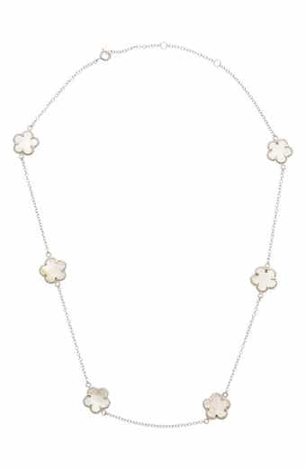 Mother-of-Pearl Clover Station Necklace