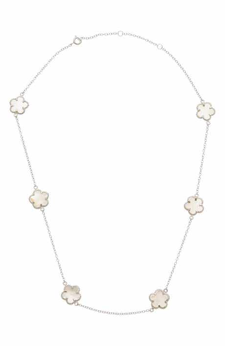 Juvell Mother-of-Pearl Clover Station Necklace