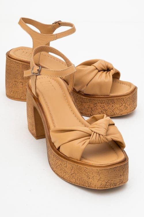 Forever & Always Shoes Tily Platform Wedge Leather Sandal In Brown