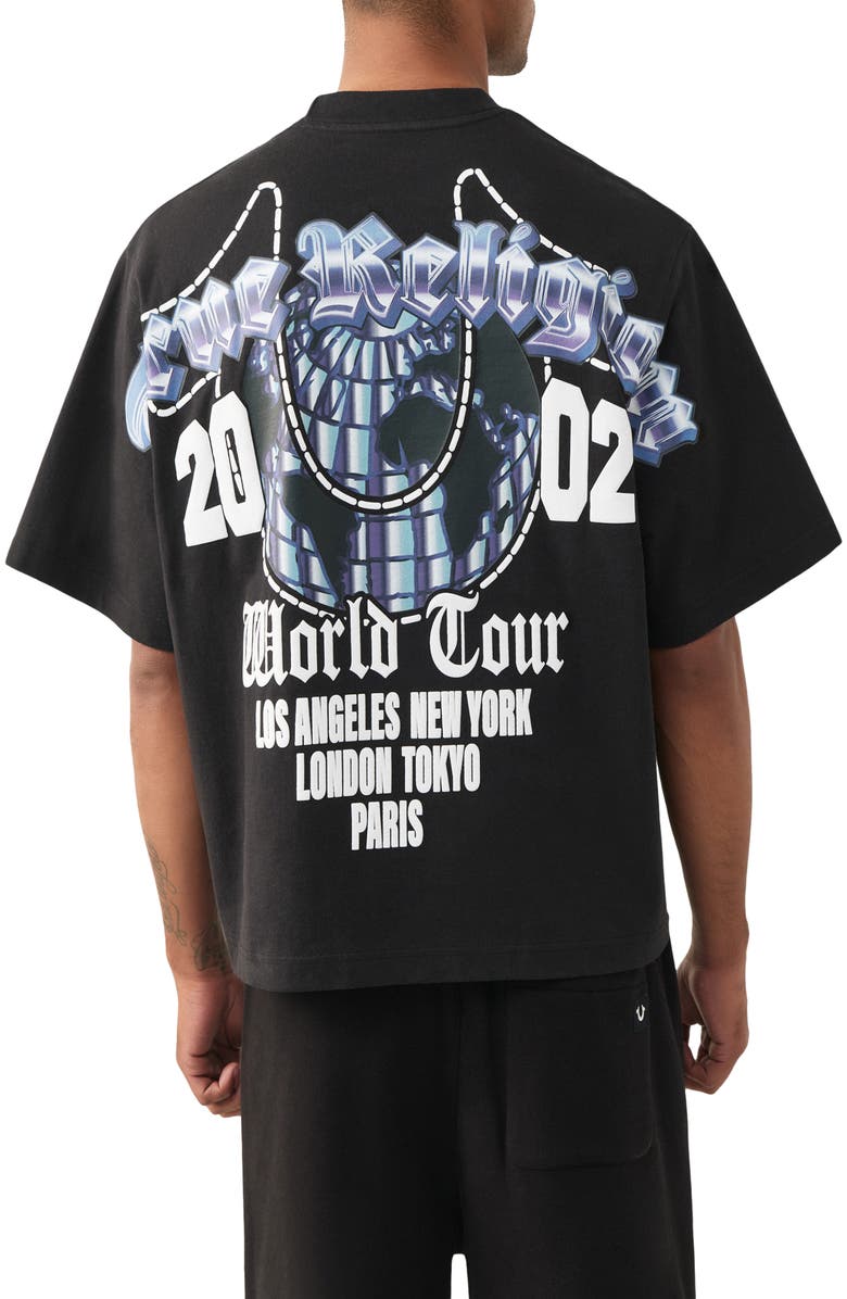 True Religion Chrome Logo Boxy Graphic T-Shirt, Alternate, color, Jet Black