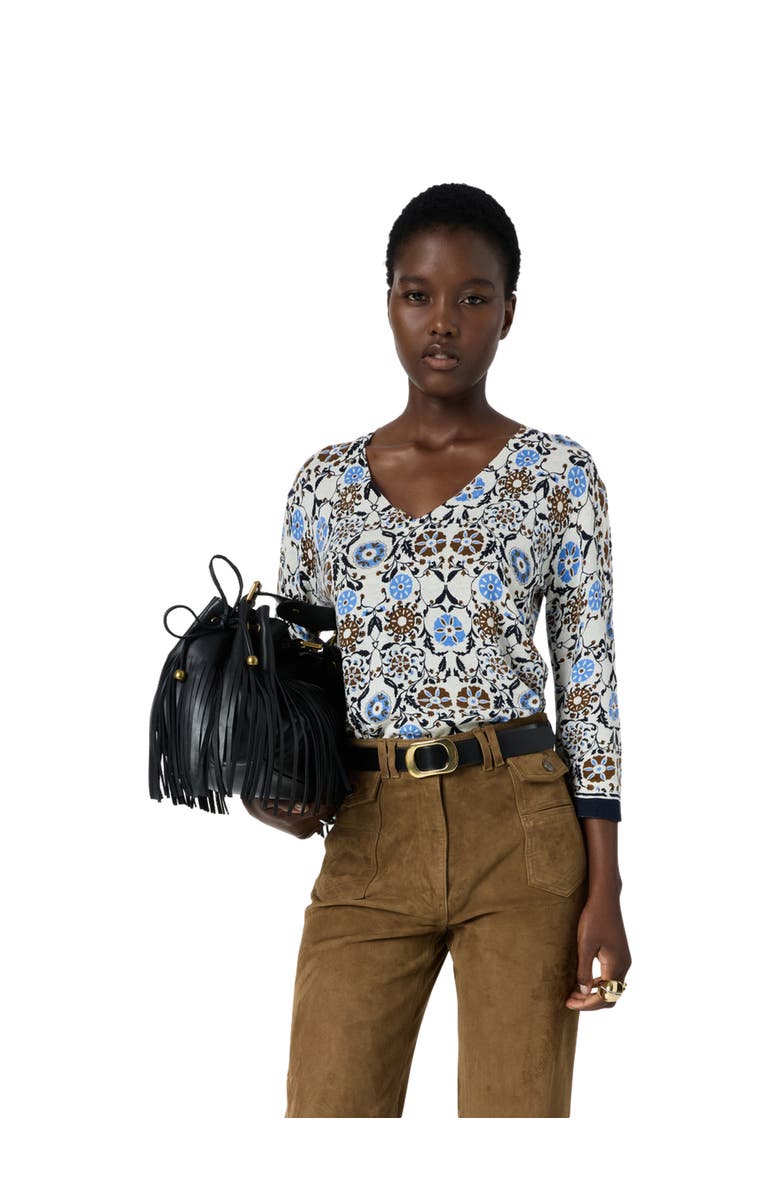 GERARD DAREL Liva V-Neck 3/4 Sleeve Knit Top, Main, color, Brown