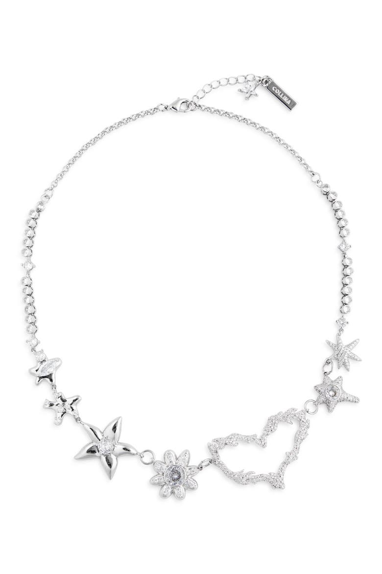 Heart Flame Constellation Necklace, Main, color, CRYSTAL CLEAR