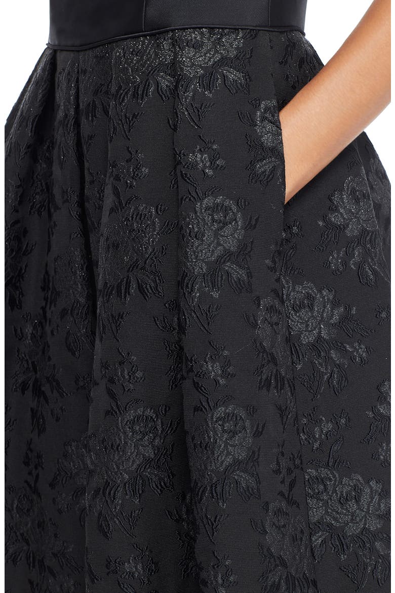 Midnight Floral Jacquard Dress, Alternate, color, BLACK