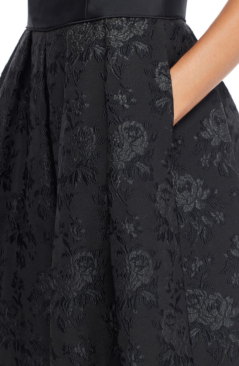 Gal Meets Glam Collection Midnight Floral Jacquard Dress, Alternate, color, 