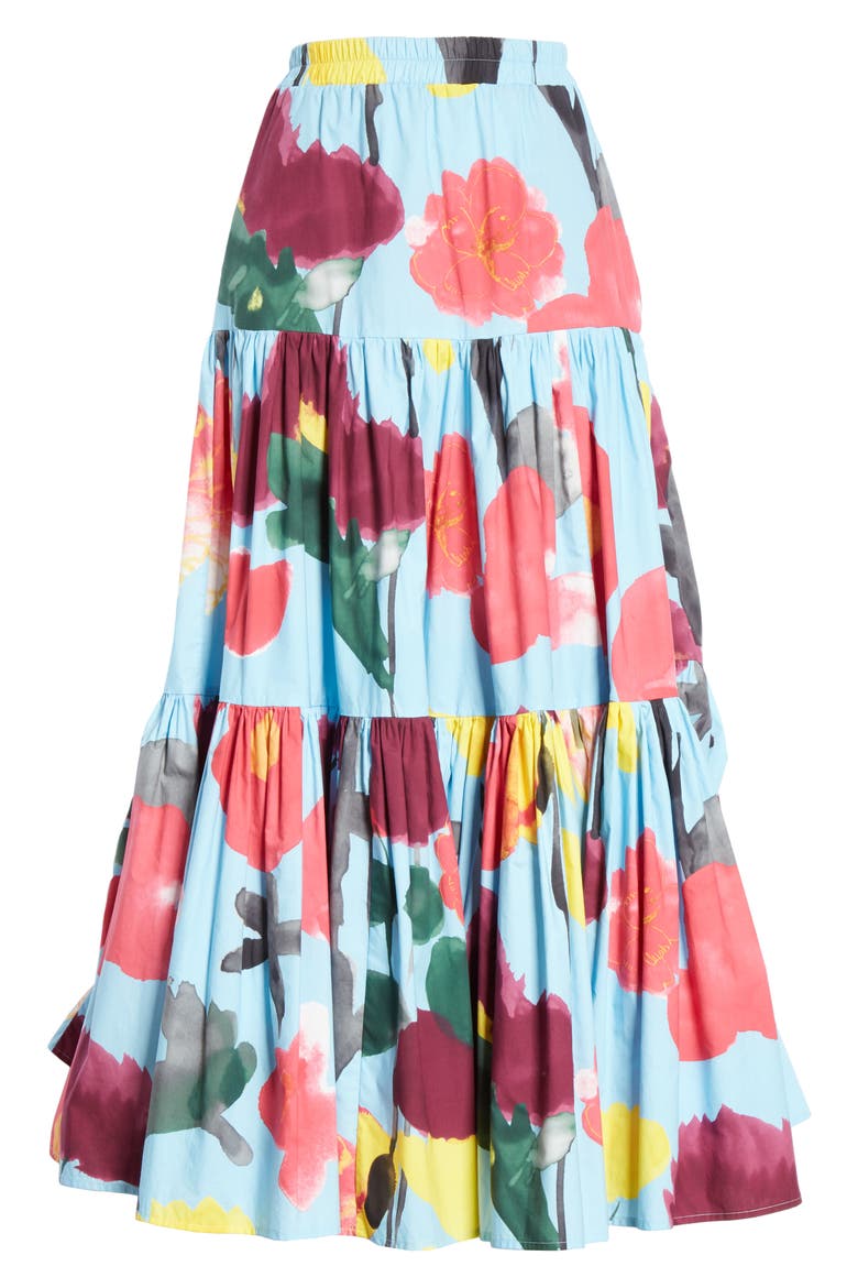 Big Print Convertible Tiered Cotton Maxi Skirt, Alternate, color, PROM AZZURRO