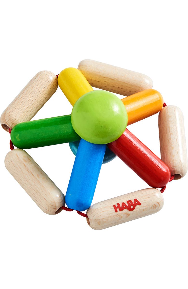 HABA Wooden Carousel Grasping Toy Baby Rattle and Teether, Sensory Toy for Babies 6-18 Months, German-Made Baby Gift & Teething Ring, Main, color,