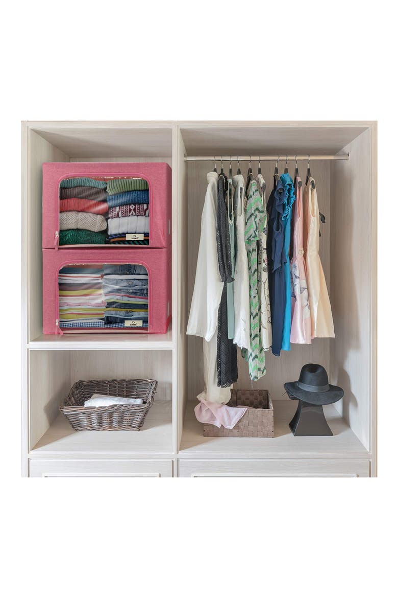 4-Pack Foldable Storage Boxes, Alternate, color, PINK