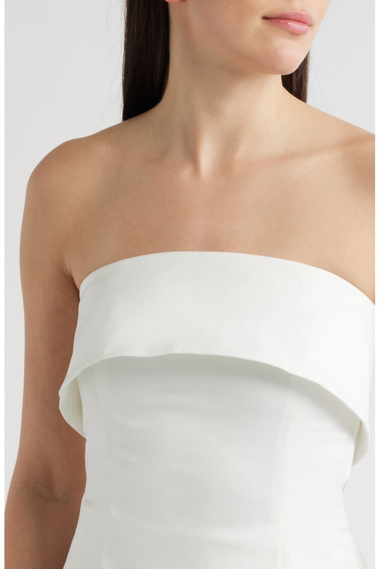 Arden Strapless Mixed Media Dress, Alternate, color, WHITE