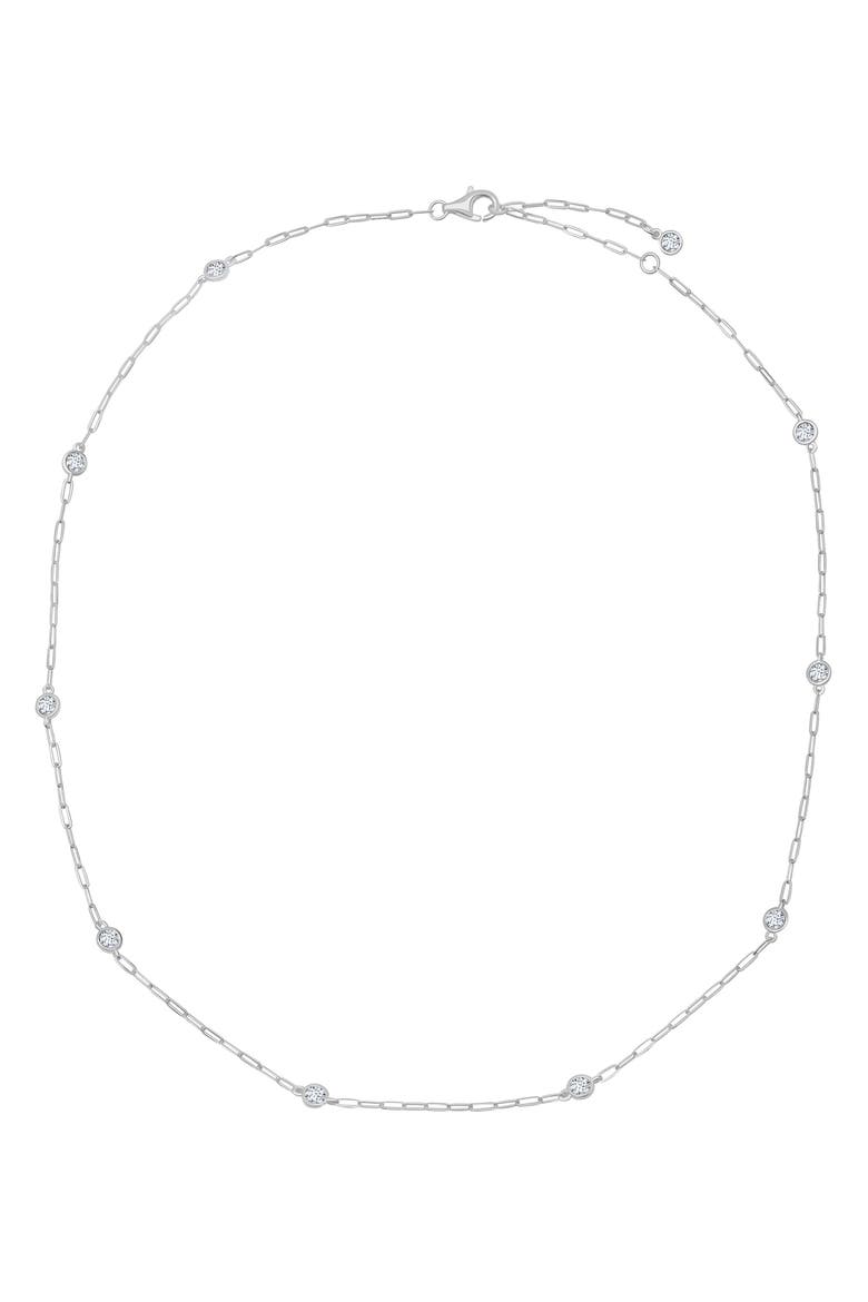 Aura Cubic Zirconia Station Necklace, Alternate, color, PURE PLATINUM/ CLEAR STONE