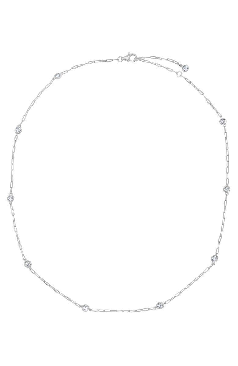 Crislu Aura Cubic Zirconia Station Necklace, Alternate, color, Pure Platinum/ Clear Stone