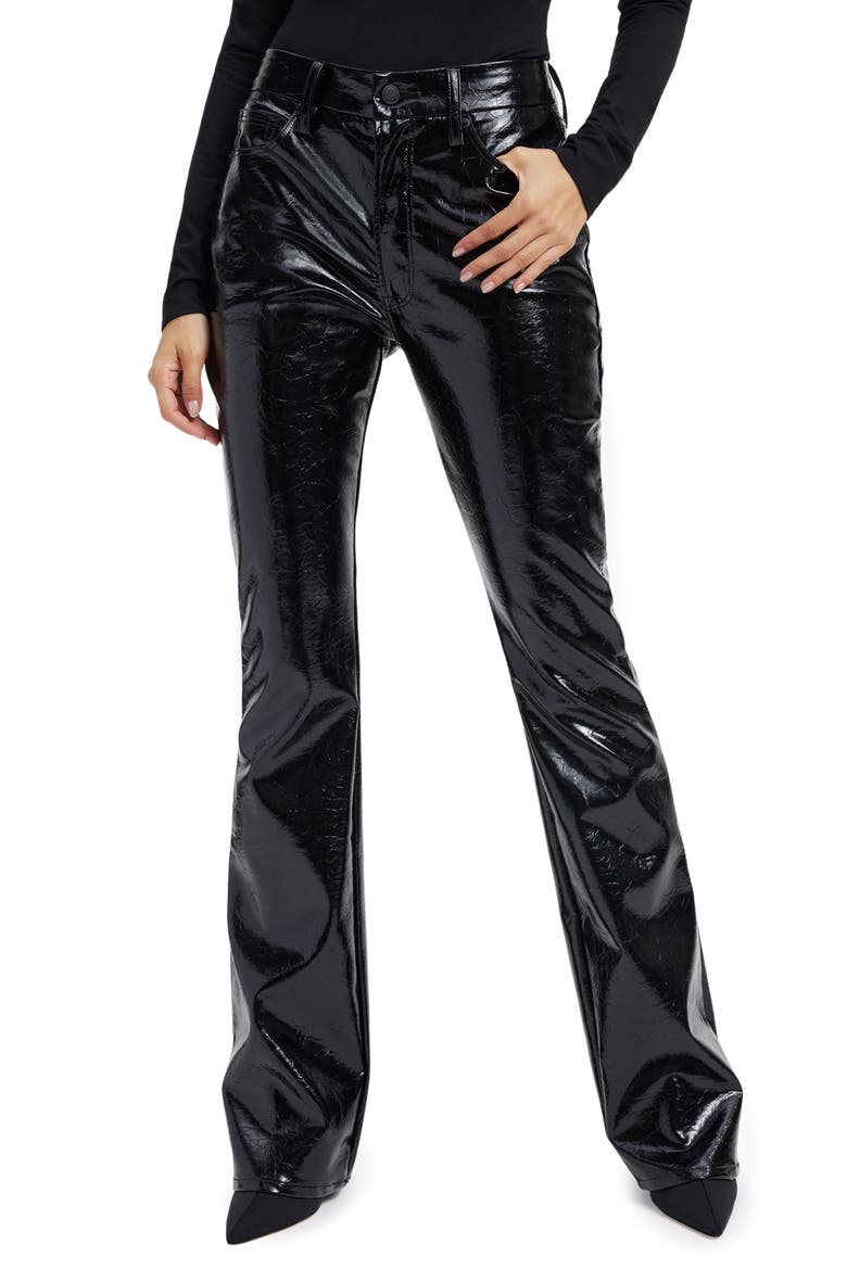 Good Classic Faux Leather Bootcut Pants, Main, color, BLACK001