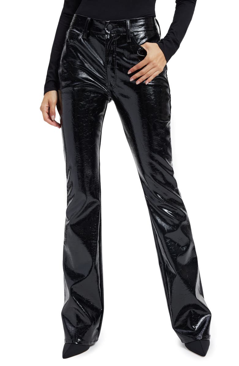 Good American Good Classic Faux Leather Bootcut Pants, Main, color, 