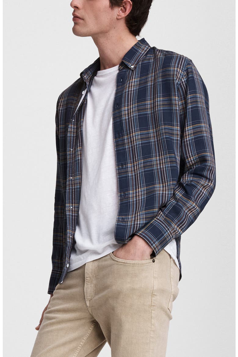 Fit 2 Tomlin Plaid Button-Down Shirt, Alternate, color, NAVY PLAID