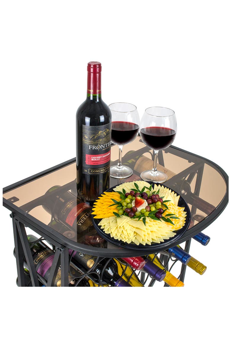 Glass Top 30 Bottle Wine Stand, Alternate, color, BLACK