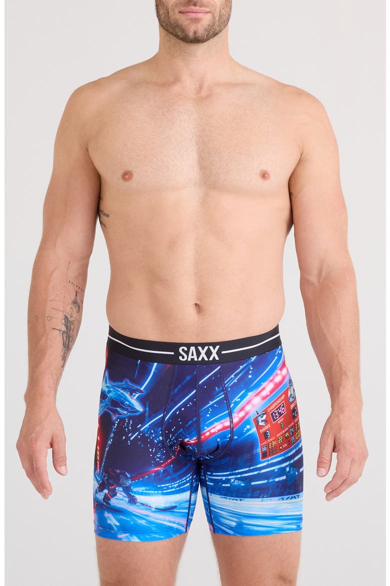 Volt Breathable Sim Fit Mesh Boxer Briefs, Main, color, SHARKS VS BROS-BLUE