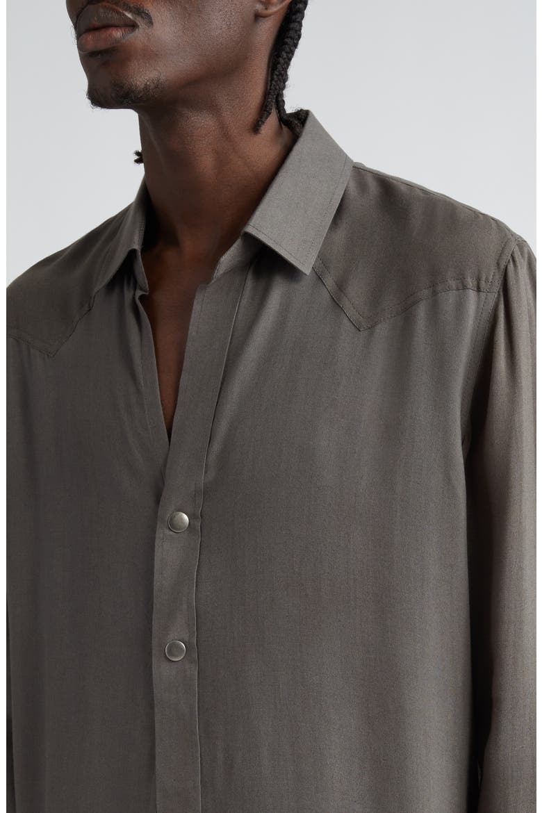 Gender Inclusive Modal & Cashmere Snap-Up Shirt, Alternate, color, BLACK OLIVE