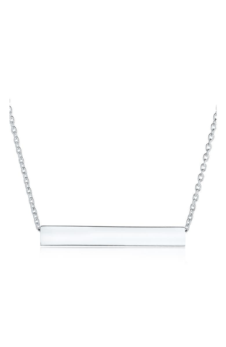 BLING JEWELRY Sterling Silver Horizontal Bar Pendant Necklace, Alternate, color, Silver