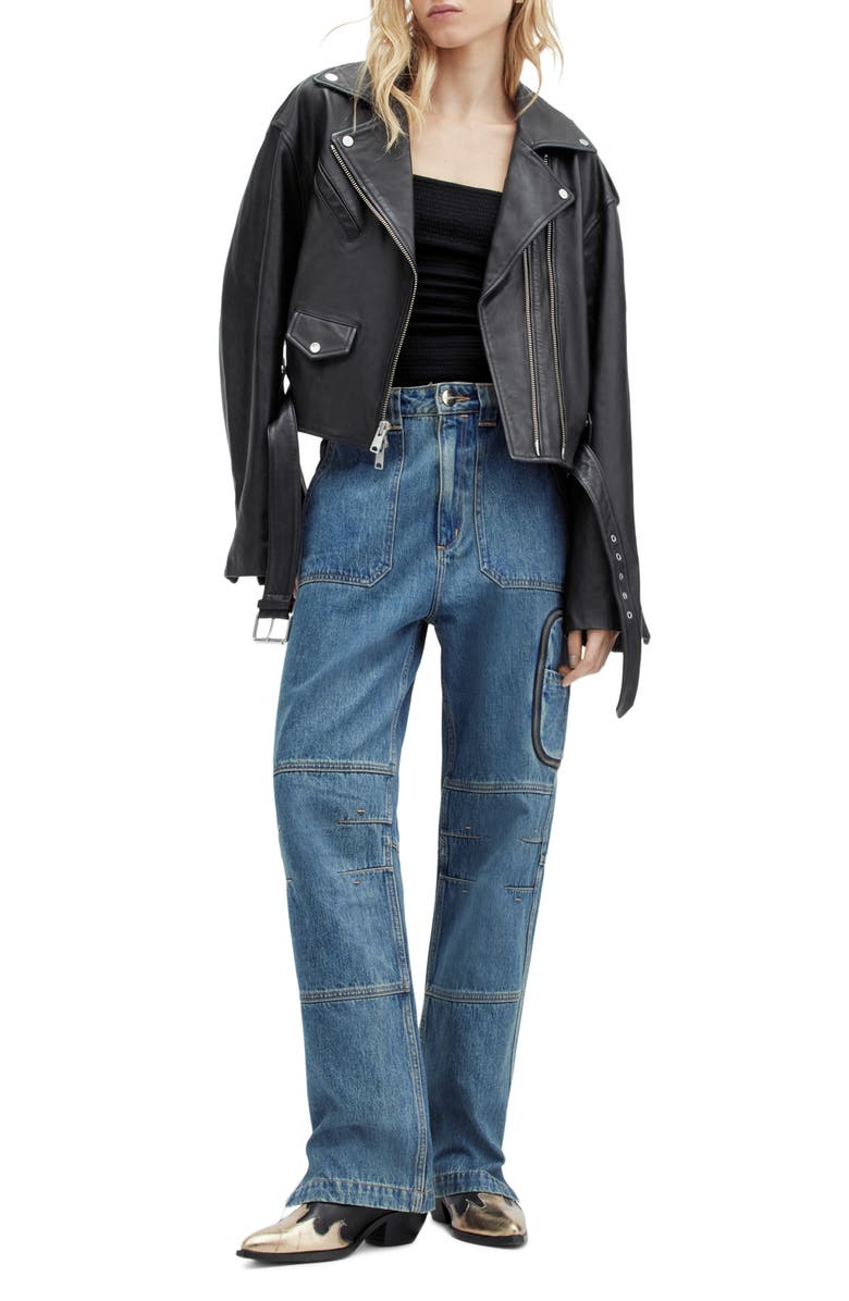 AllSaints Dayle Leather Biker Jacket, Alternate, color,