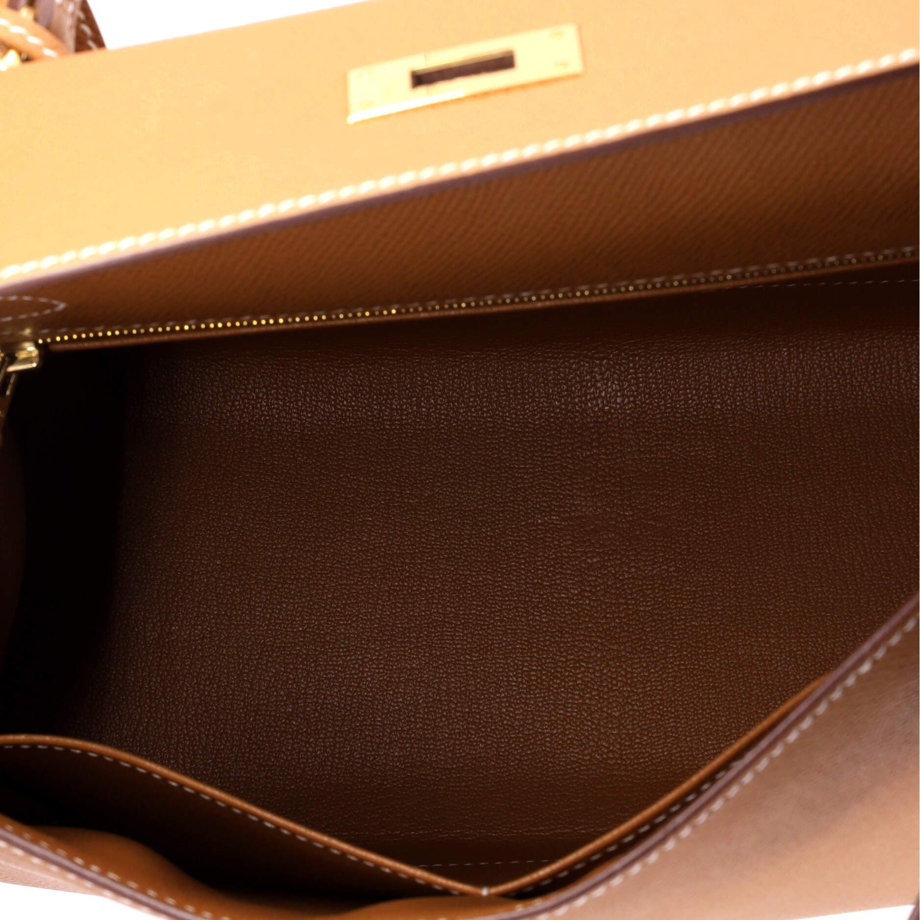 Pre-Owned Hermes Kelly Handbag Brown Epsom with Gold Hardware 28, Alternate, color, 