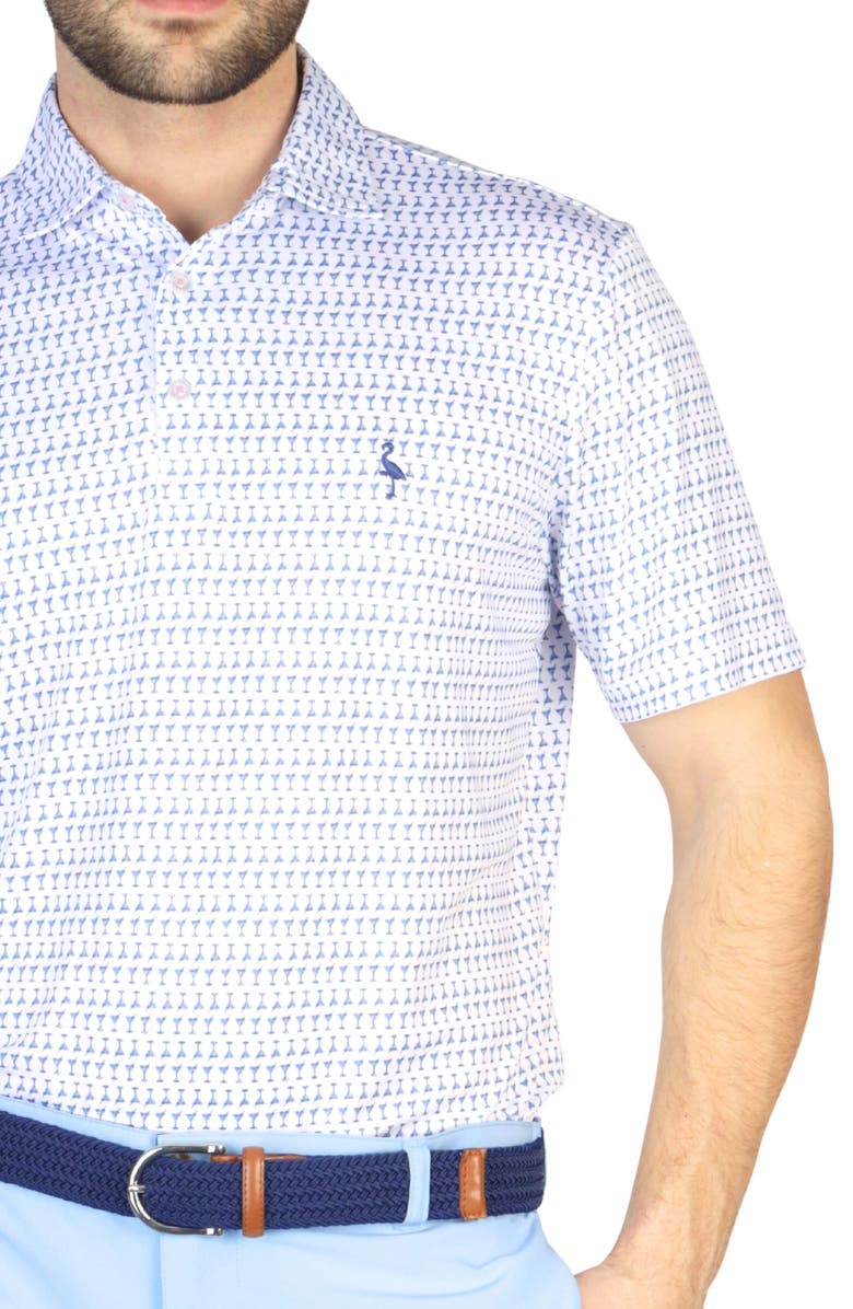 TailorByrd Martini Glasses Print Performance Polo, Alternate, color, White