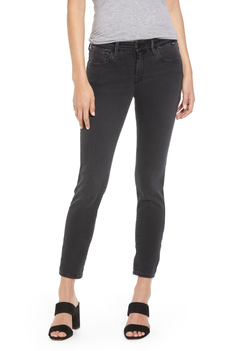 Mavi Jeans Alexa Mid Rise Skinny Jeans, Main, color, Dark Smoke Supersoft