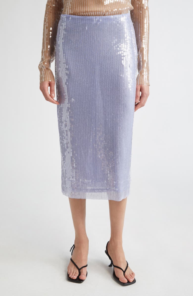 MONSE Sheer Sequin Pencil Skirt, Main, color,