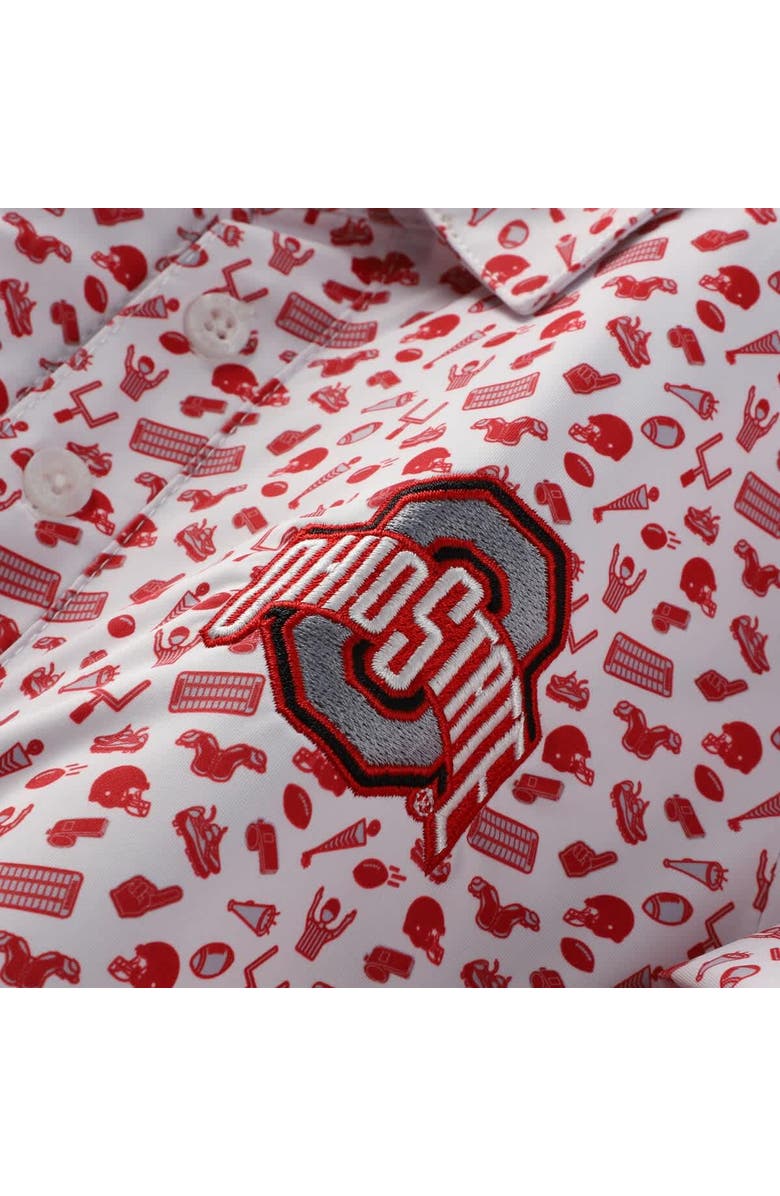 GARB Youth Garb White/Scarlet Ohio State Buckeyes Tom Allover Print Performance Polo, Alternate, color, White