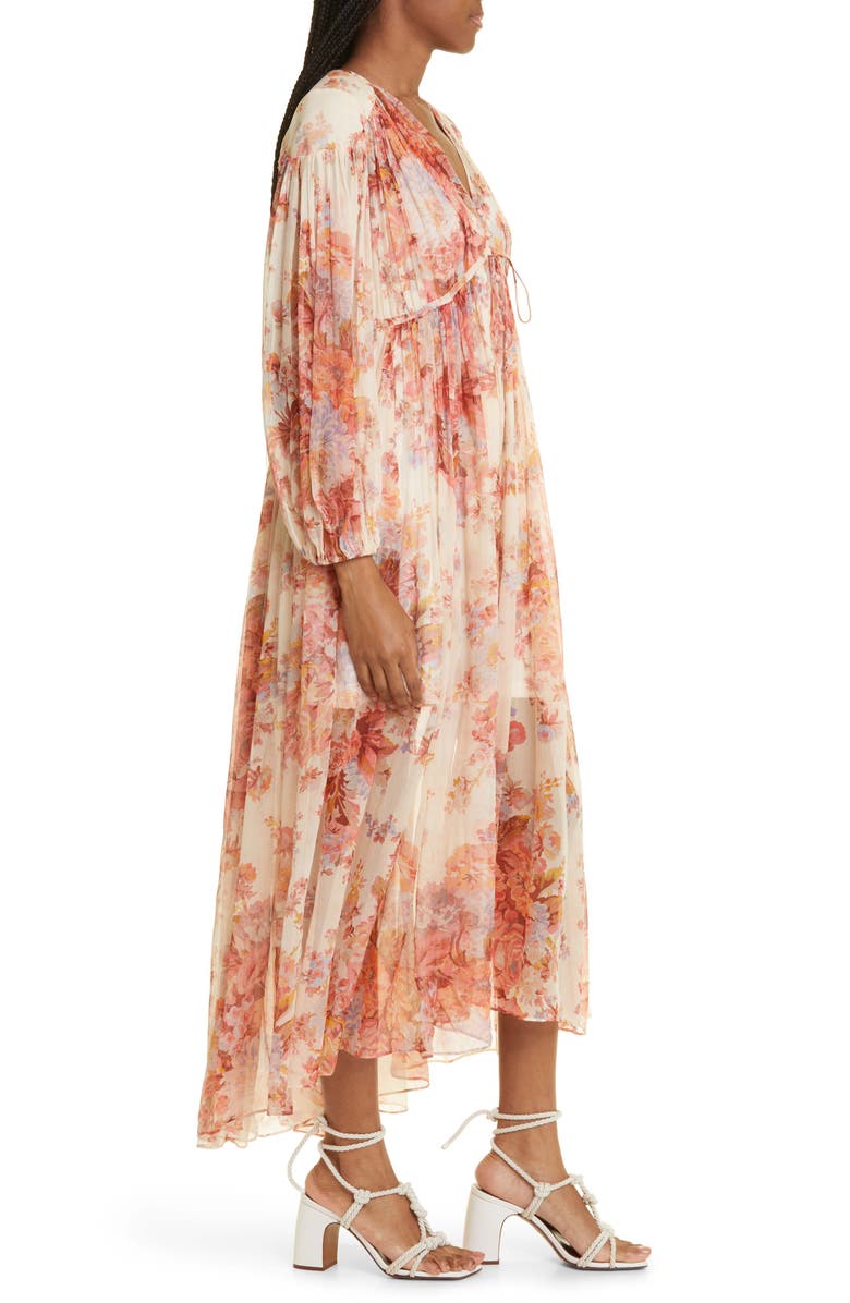 Zimmermann Devi Gathered Yoke Long Sleeve Chiffon Maxi Dress, Alternate, color, 
