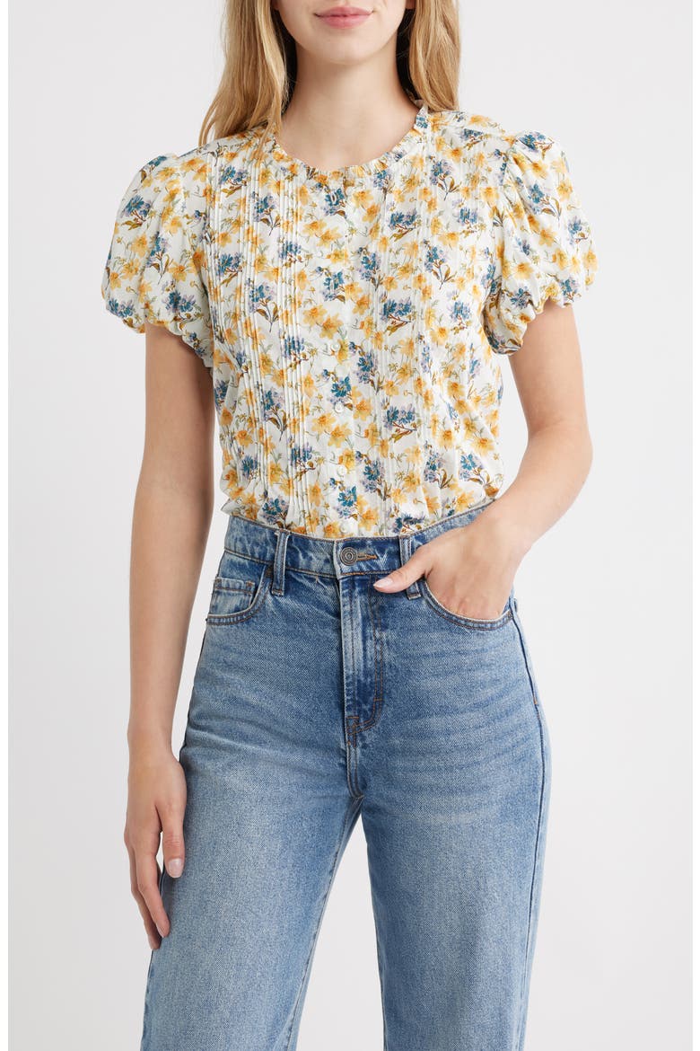 Millie Puff Sleeve Organic Cotton Top, Main, color, NARCISSUS BLOOM