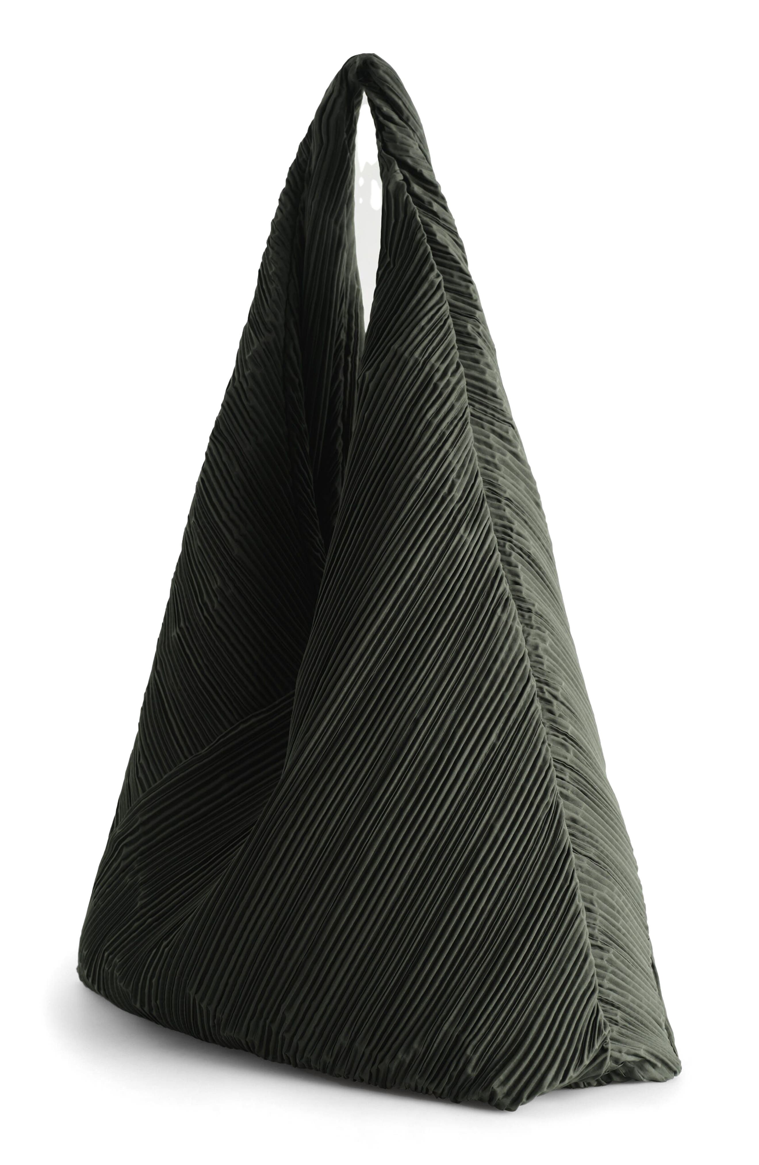COS Guava Plissé Tote, Alternate, color, Khaki Green Medium Dusty
